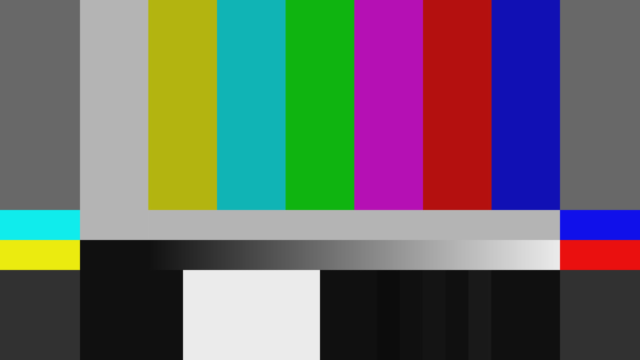 SMPTE colour bars, the test pattern built to expose exactly the colour edges that chroma subsampling has to guess at